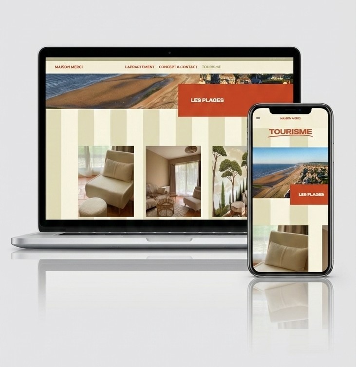 Mockup PC portable et smartphone avec site web responsive